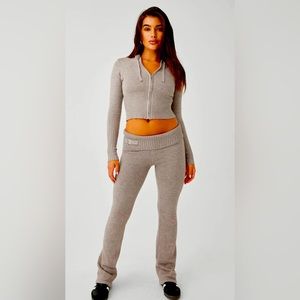 Frankie’a Bikinis Low Rise Knit Pant and Zip Up Hoodie XL